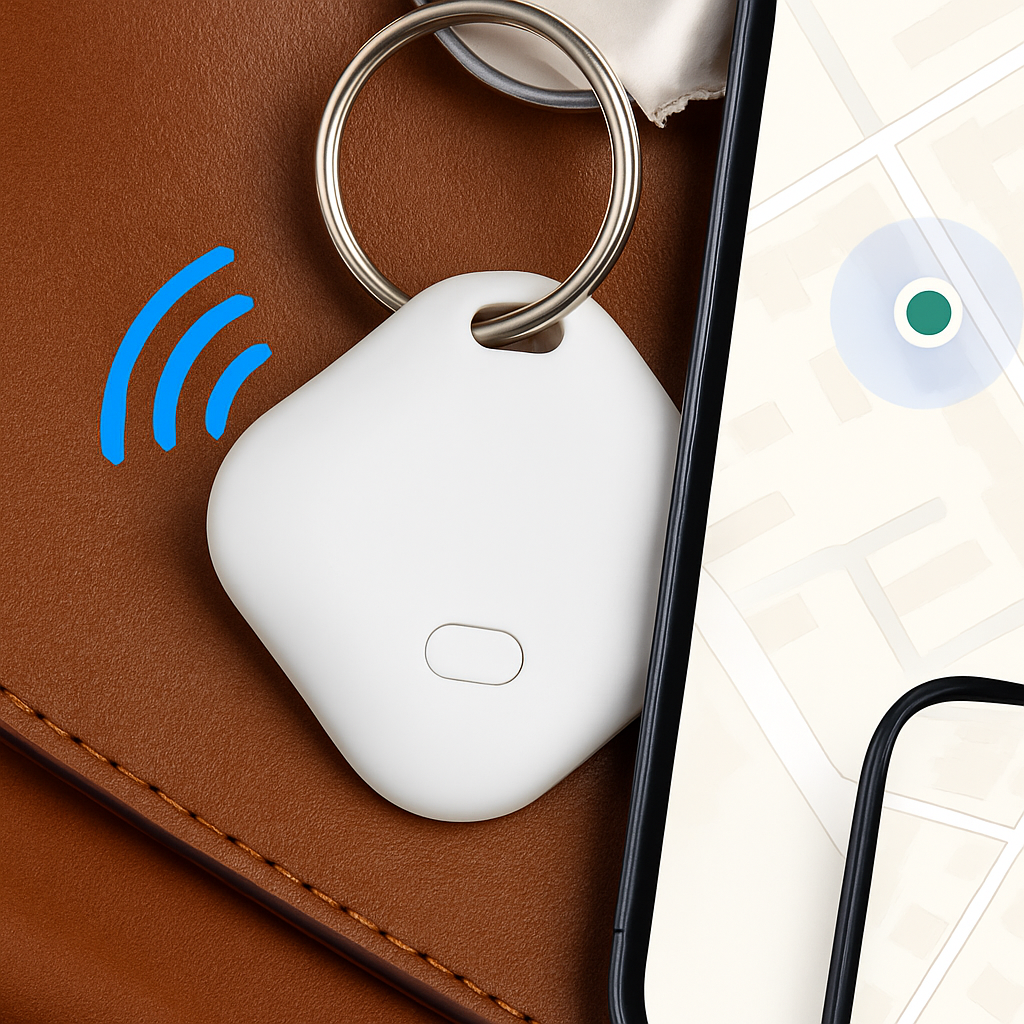 Kompaktowy lokalizator GPS Bluetooth do kluczy i zwierząt. Inteligentne śledzenie i zabezpieczenie przed zgubieniem.