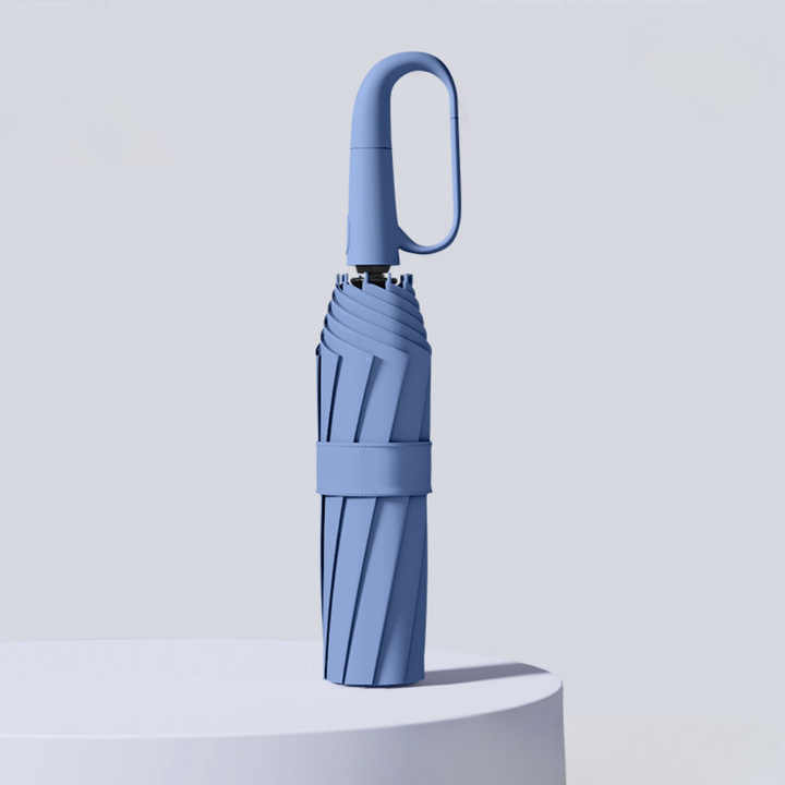 Trwały parasol podróżny unisex z mocnego materiału, wiatroodporny i wodoodporny. Odblaskowy design.