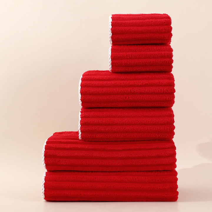 Miękkie tekstylia domowe: zestaw chłonnych ręczników 70x140 cm z coral fleece, paski.