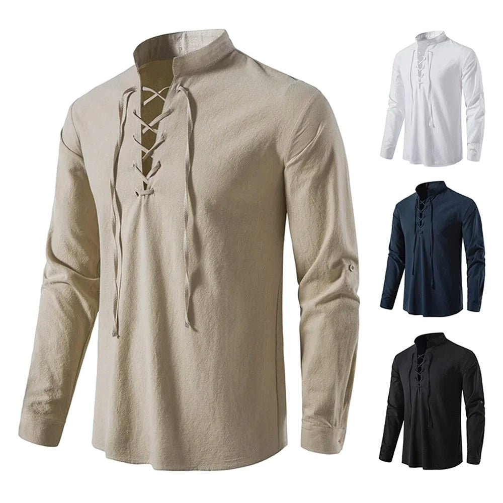 Elegancka koszula męska w stylu boho w kolorze czarnym