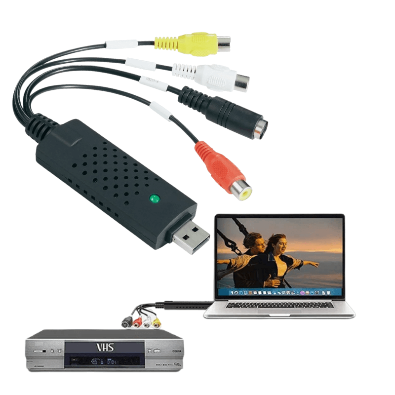 Konwerter USB do digitalizacji wideo VHS, analogowych nagrań z kaset na format cyfrowy, PC, archiwizacja.