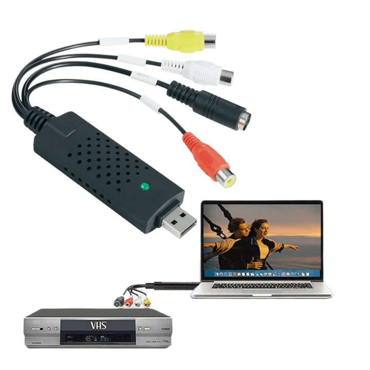 Konwerter USB do digitalizacji wideo VHS, analogowych nagrań z kaset na format cyfrowy, PC, archiwizacja.