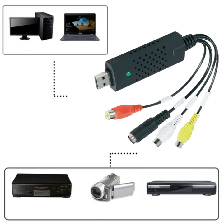 Uniwersalny konwerter wideo USB do archiwizacji kaset VHS, digitalizacja starych nagrań analogowych na PC.