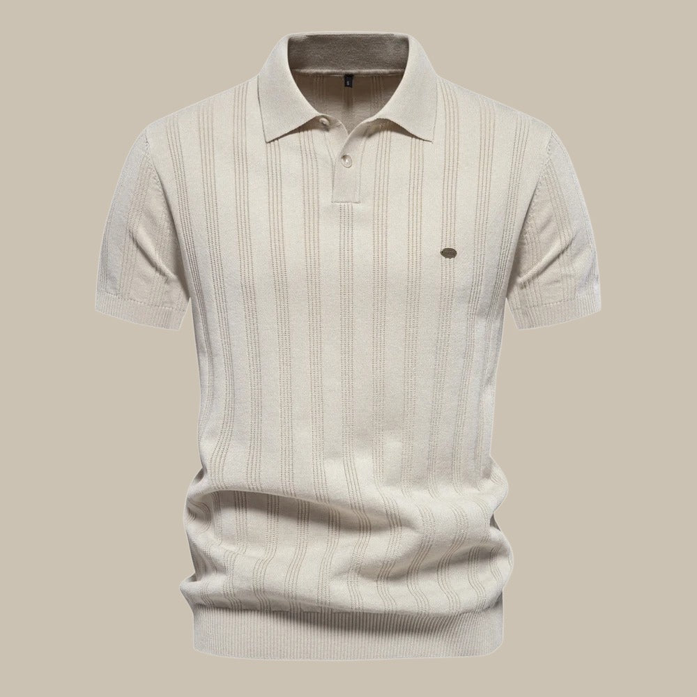 Elegancka koszulka polo męska w klasycznym kroju, z kołnierzykiem, na lato i codzienne wyjścia.