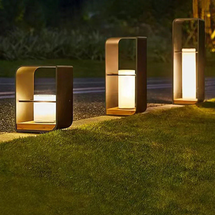 Lampa ogrodowa LED kwadratowa, słupek oświetleniowy zewnętrzny. Styl minimalistyczny, IP65. Idealna do ścieżek.