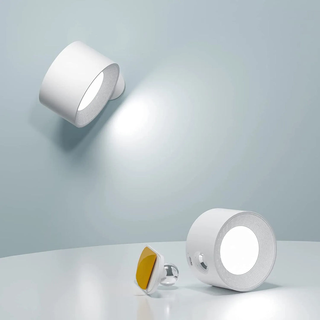 Lampa ścienna LED bezprzewodowa 360° z regulacją jasności, nowoczesne oświetlenie domowe do sypialni.