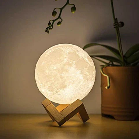 Stylowa lampa księżyc 3D z regulowanym oświetleniem ambientowym, idealna jako nastrojowe światło i dekoracja.