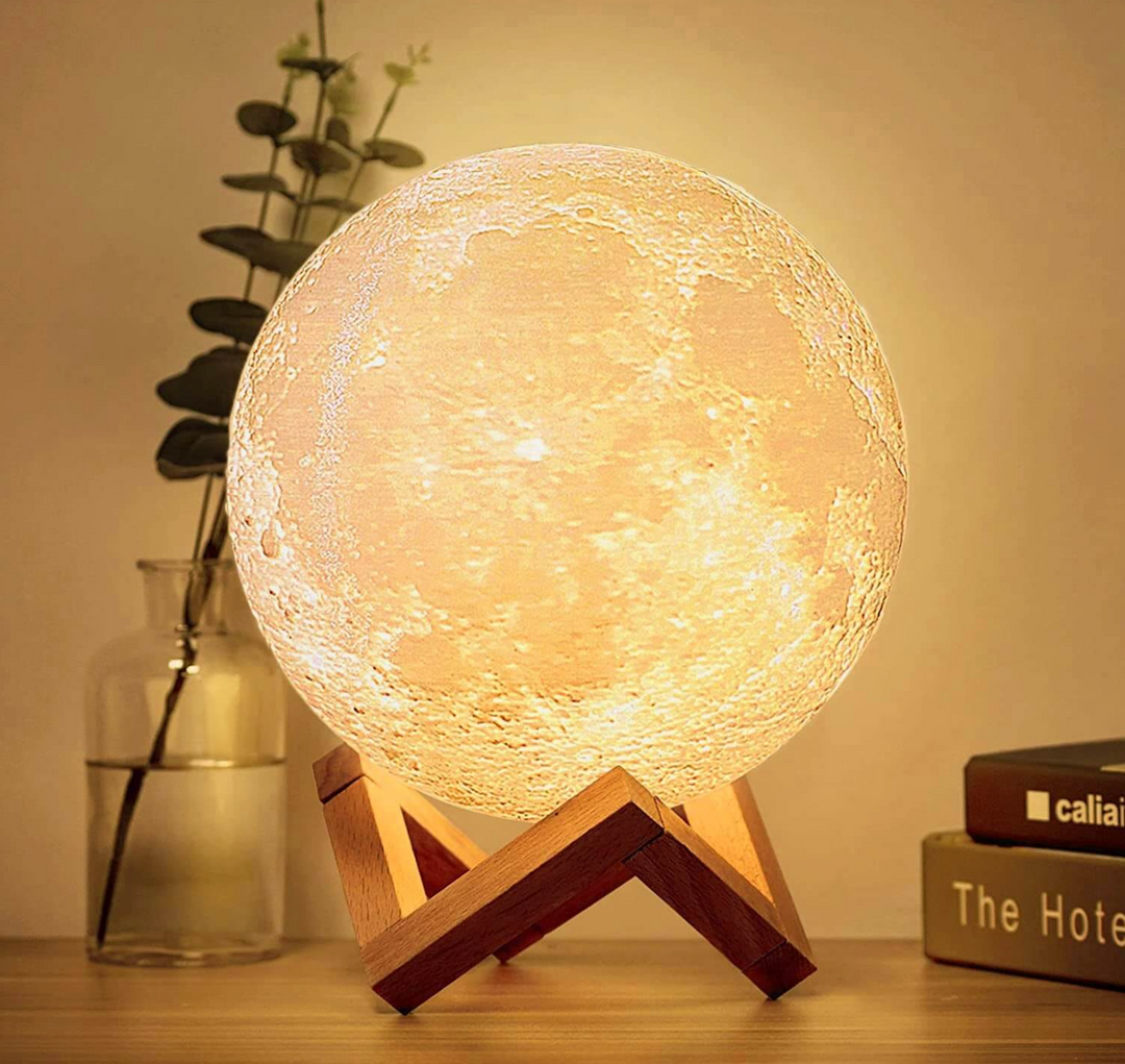 Elegancka lampa księżycowa LED 3D, bezprzewodowa i ściemnialna, doskonały prezent.