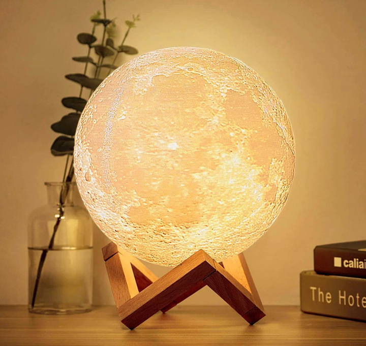 Elegancka lampa księżycowa LED 3D, bezprzewodowa i ściemnialna, doskonały prezent.