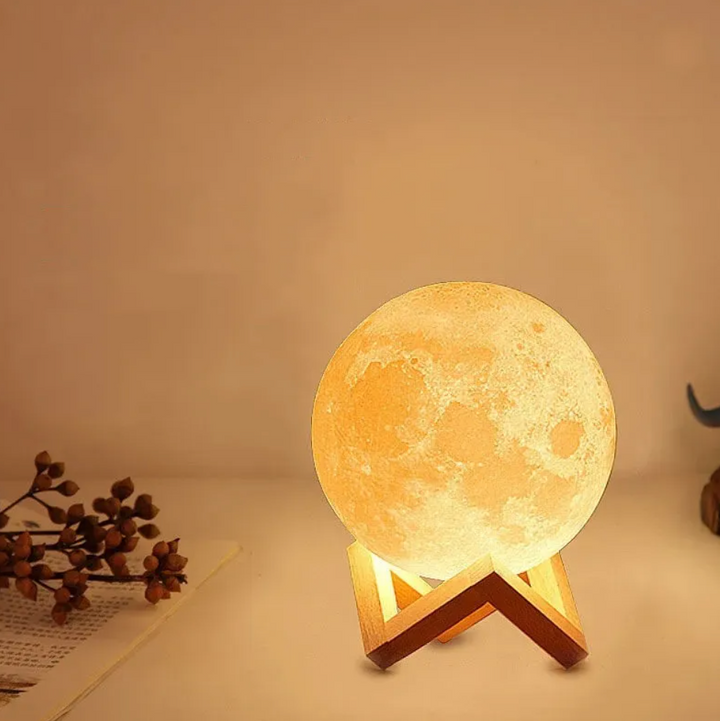 Bezprzewodowa lampa księżycowa LED 3D z pilotem, łatwa w obsłudze, świetna do każdego wnętrza.
