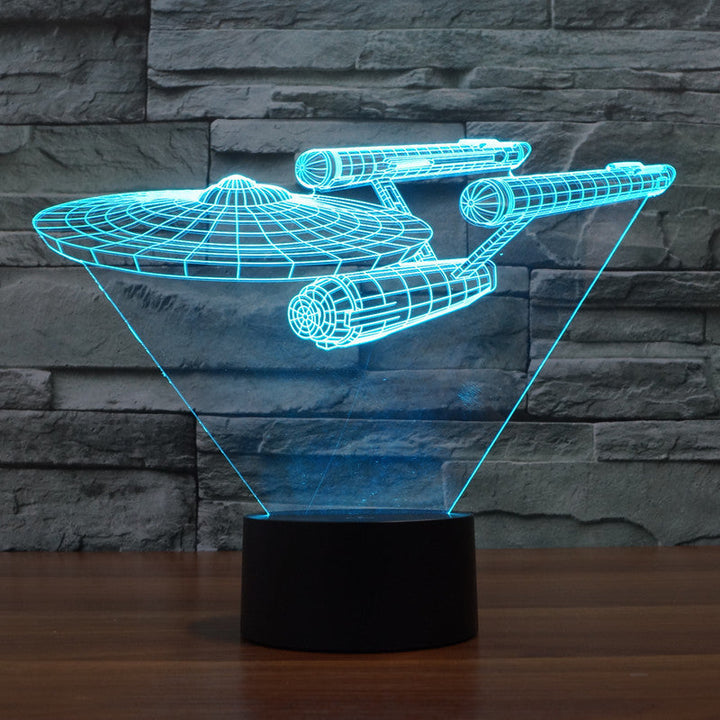 Dekoracyjna lampa 3D LED w kształcie statku kosmicznego, zmieniająca kolory. Doskonały prezent, oświetlenie pokoju.
