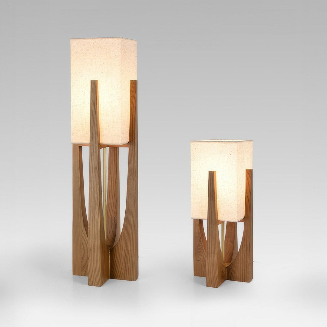 Minimalistyczna lampa podłogowa LED z drewna, elegancki design w japońskim stylu, pasuje do każdego domu.