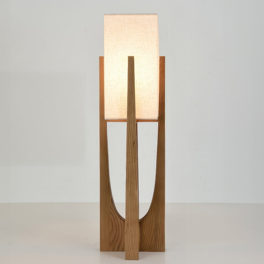 Lampa podłogowa LED z naturalnego drewna, japoński design, miękkie światło do czytania w sypialni.