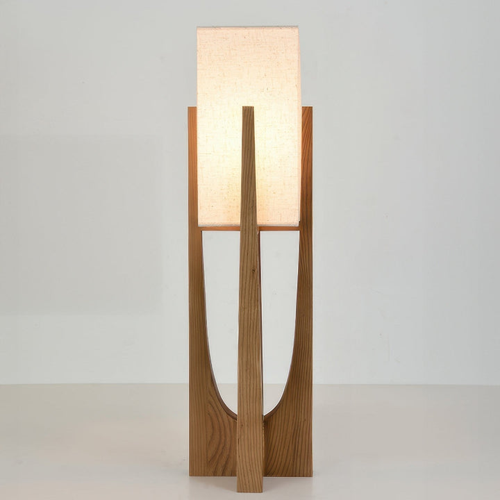 Lampa podłogowa LED z naturalnego drewna, japoński design, miękkie światło do czytania w sypialni.