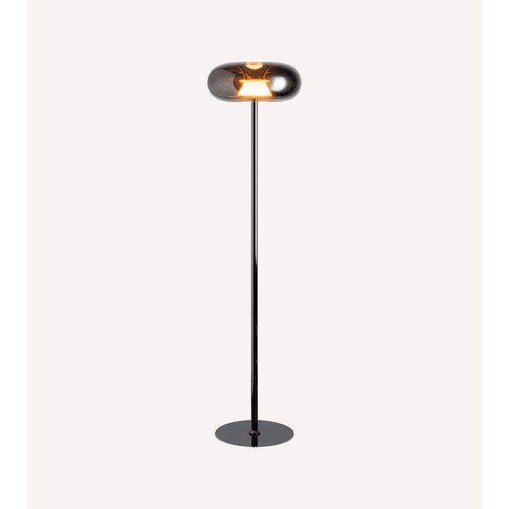 Lampa podłogowa LED, nowoczesna, czarna. Zdalne sterowanie, do salonu, sypialni, jako oświetlenie i dekoracja.