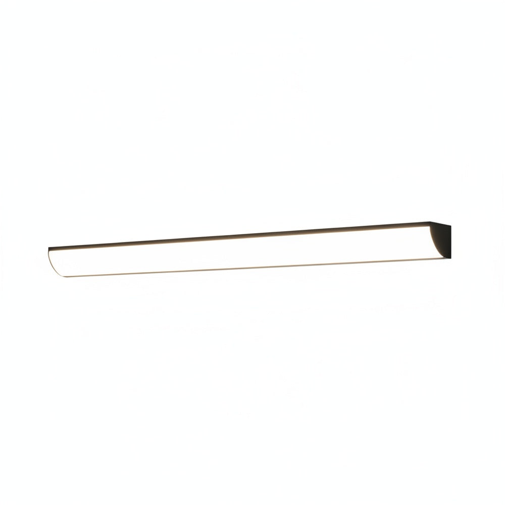Minimalistyczna czarna zewnętrzna lampa ścienna LED widoczna na białym tle
