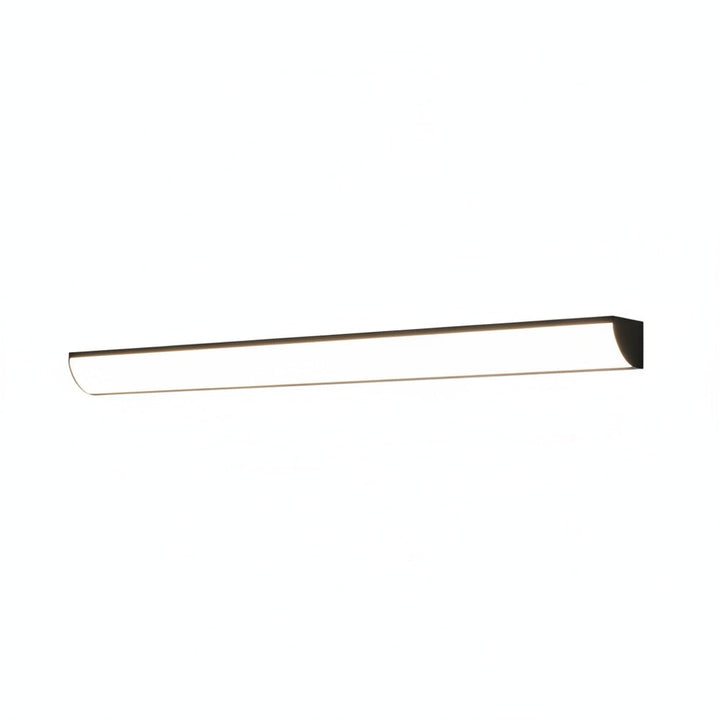 Minimalistyczna czarna zewnętrzna lampa ścienna LED widoczna na białym tle