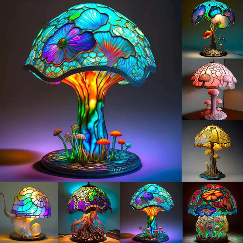 Nastrojowa lampa LED USB Grzybek. Ciepłe światło do salonu, sypialni lub na biurko. Elegancki design.