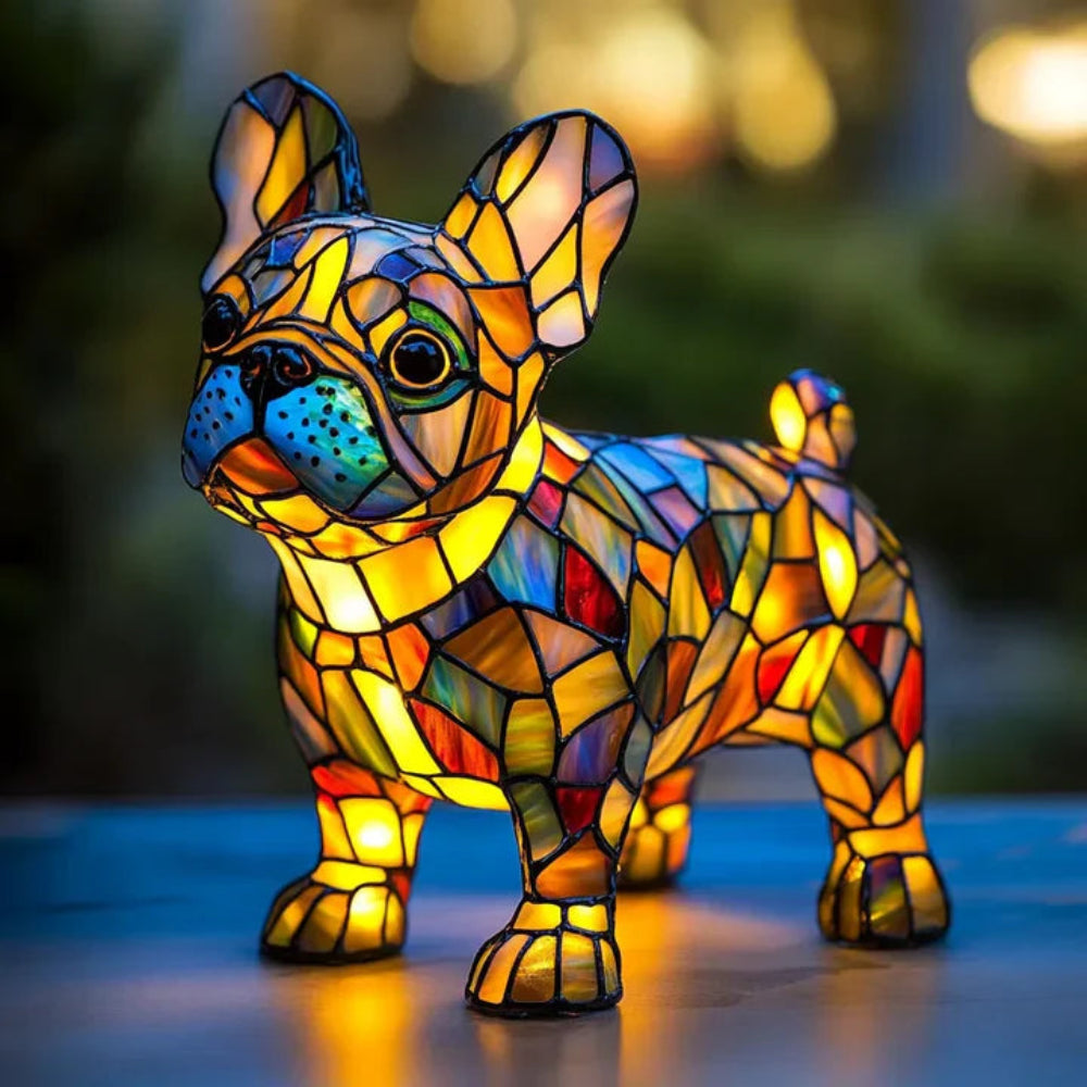 Lampa stołowa LED pies buldog, urocza dekoracja do sypialni i domu.