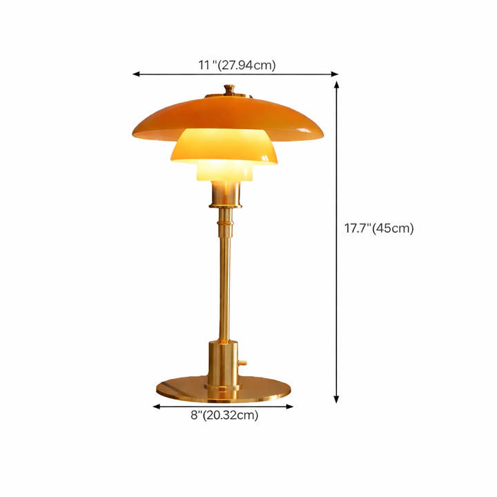 Lampa stołowa LED, złota. Skandynawska estetyka, oświetlenie dekoracyjne, nadaje charakter wnętrzom.