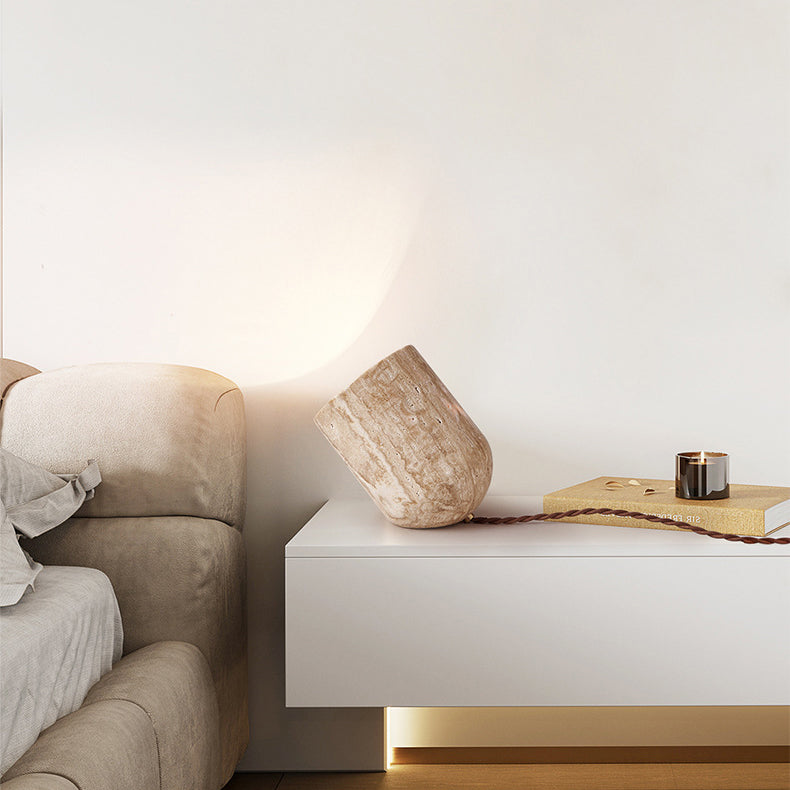 Lampa stołowa walec, japoński minimalizm. Elegancka lampka nocna do sypialni, stylowe oświetlenie do domu.