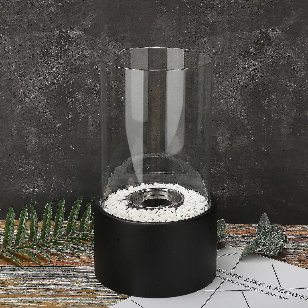 Dekoracyjna lampa biokominek, ciepłe i przytulne oświetlenie do salonu i jadalni.