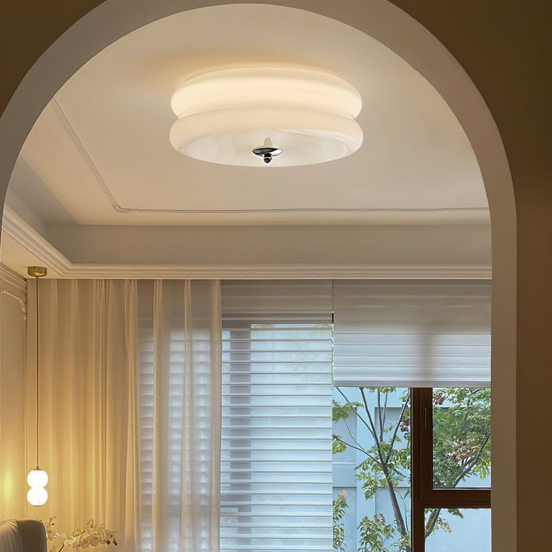 Vintage lampa sufitowa LED, stylowa, do salonu. Oświetlenie wnętrz z ciepłym światłem.