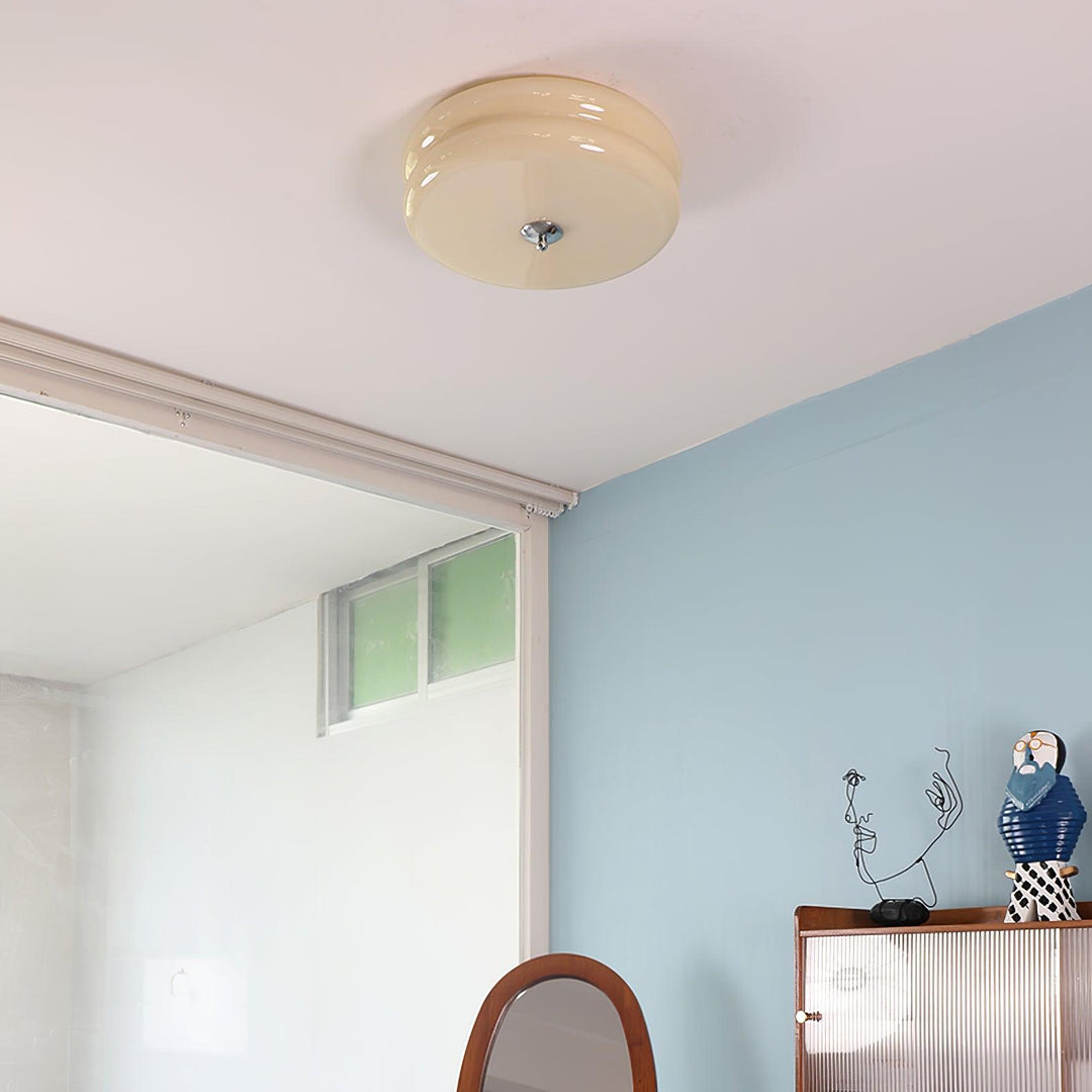 Vintage lampa sufitowa LED, chromowana, do wnętrz. Designerskie oświetlenie jadalni.
