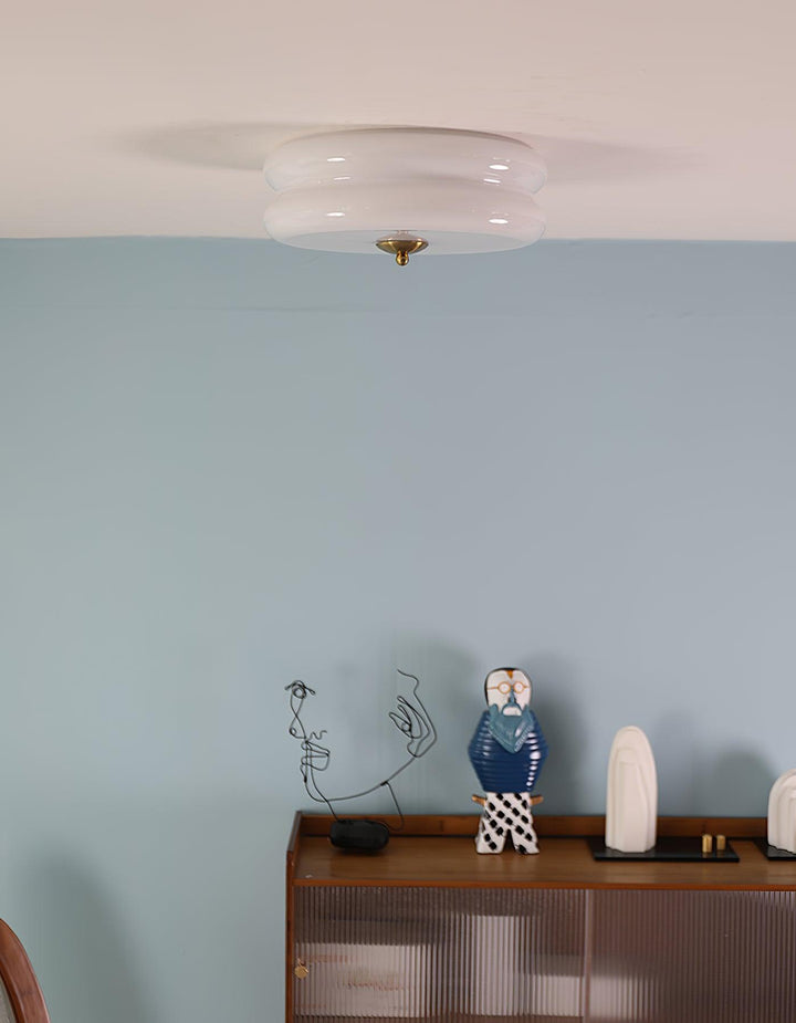 Retro lampa sufitowa LED, chromowana, do salonu. Oświetlenie Art Déco z ciepłym światłem.