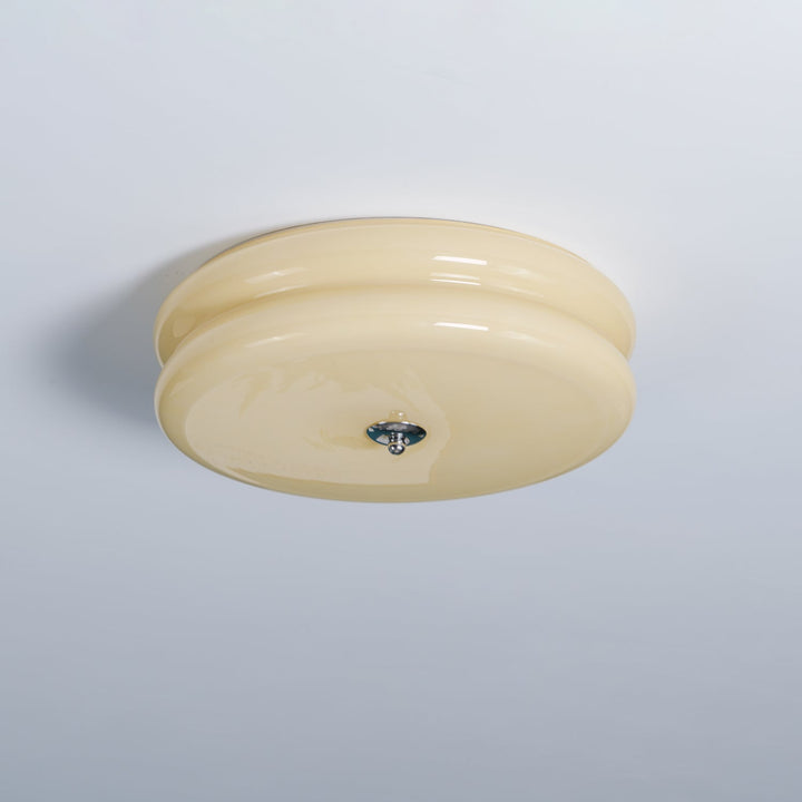 Lampa sufitowa Art Deco, ryflowane szkło, chrom. Vintage do sypialni.