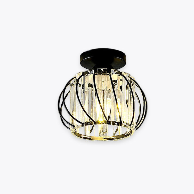 Czarna lampa sufitowa glamour z kryształowymi pryzmatami w kształcie kuli