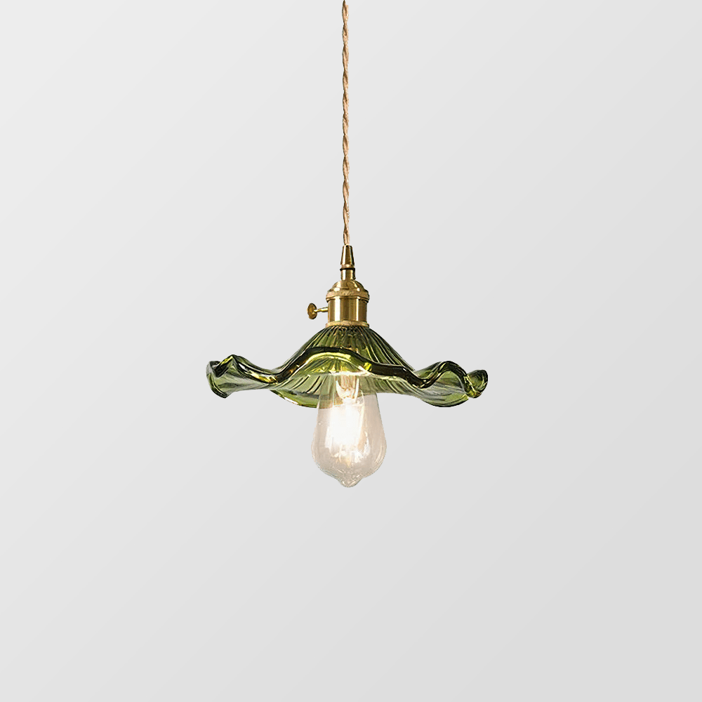 Szklana lampa sufitowa Hibiskus, ciepłe światło LED, doskonała do nowoczesnych aranżacji.