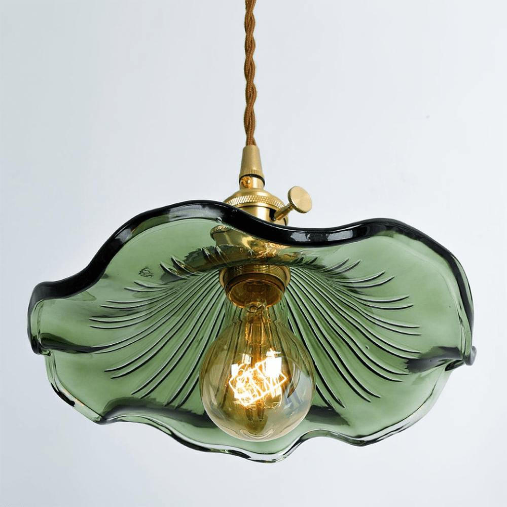 Designerska lampa sufitowa Hibiskus, szklana, inspirowana naturą, nowoczesne oświetlenie do sypialni.