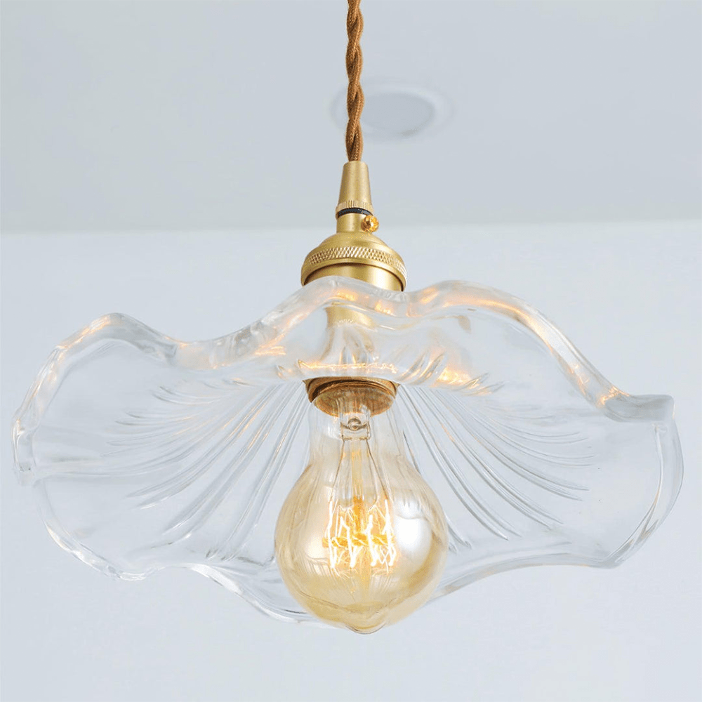 Nowoczesna szklana lampa sufitowa Hibiskus, idealna do salonu, jadalni, sypialni. Stylowy design.
