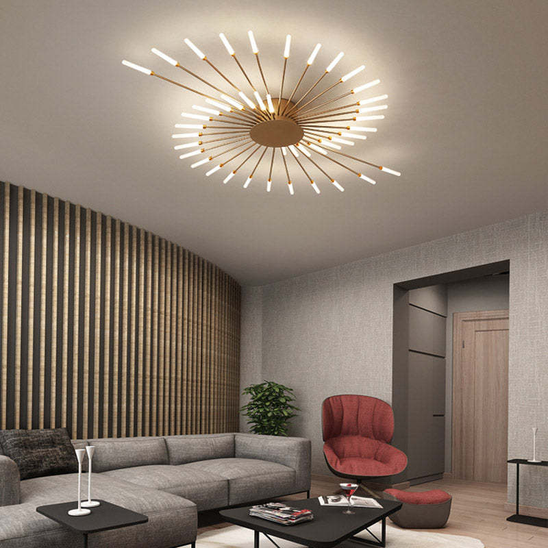 Lampa sufitowa LED metalowa, ściemnialna. Industrialny design, idealna do sypialni.