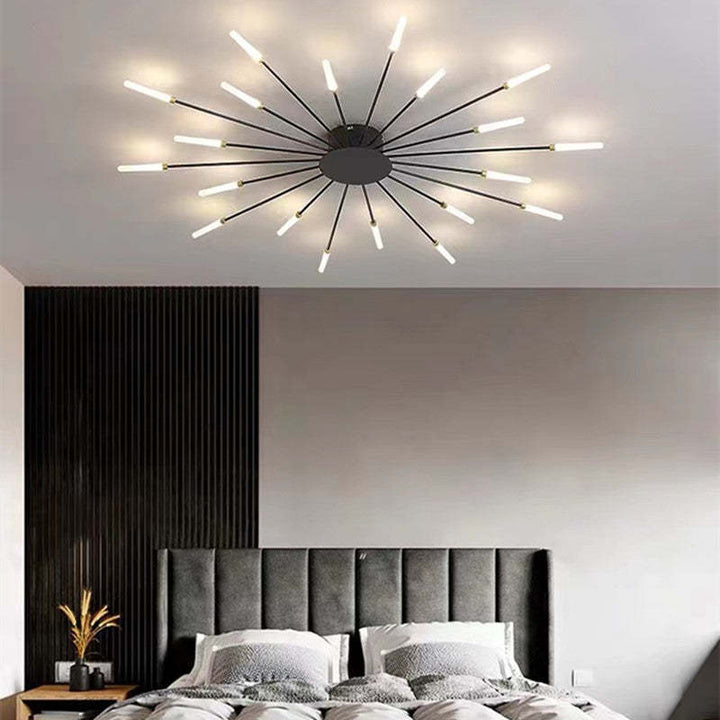 Minimalistyczna lampa sufitowa LED z metalu. Industrialne oświetlenie do salonu lub sypialni.