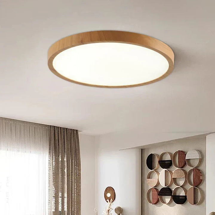 Energooszczędna lampa sufitowa LED, płaska, nowoczesna. Idealna do sypialni lub salonu, styl japandi.