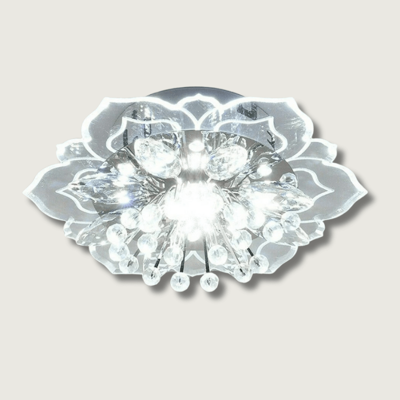 Lampa sufitowa LED kryształowy kwiat, nowoczesna i elegancka ozdoba do salonu.