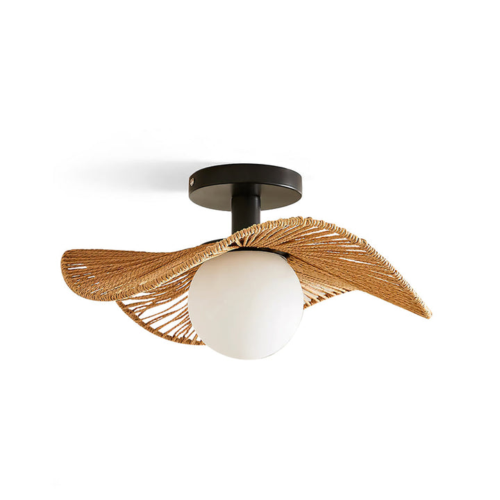 Lampa sufitowa Tilda z liny konopnej i szkła. Nowoczesne oświetlenie do salonu.