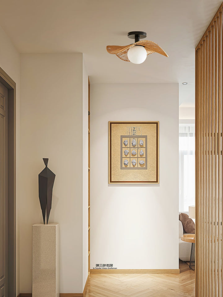Lampa Tilda. Oświetlenie do sypialni, design ze szkła i liny konopnej, styl nowoczesny.