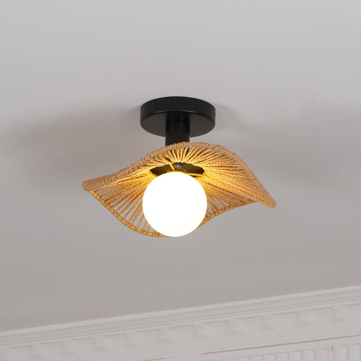 Nowoczesna lampa Tilda. Oświetlenie do salonu, szkło i lina konopna, elegancka.