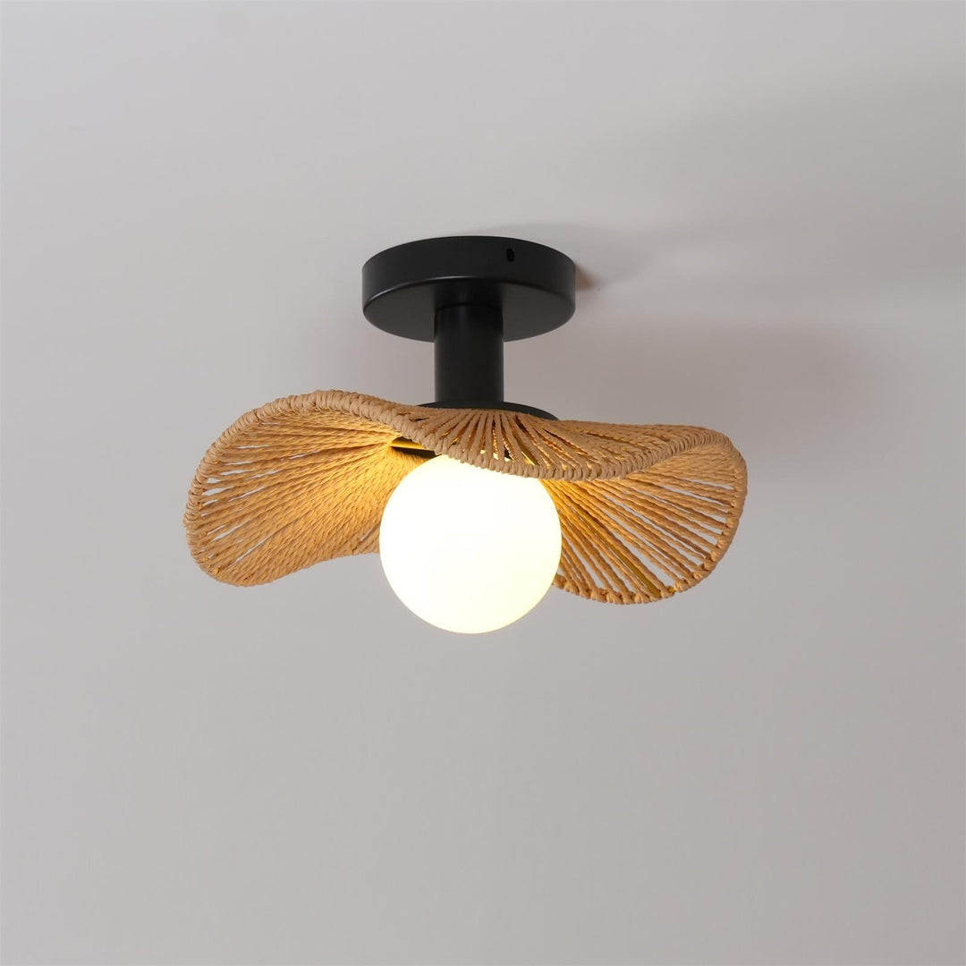 Lampa Tilda do sypialni. Nowoczesny styl, szkło i lina konopna, eleganckie oświetlenie.