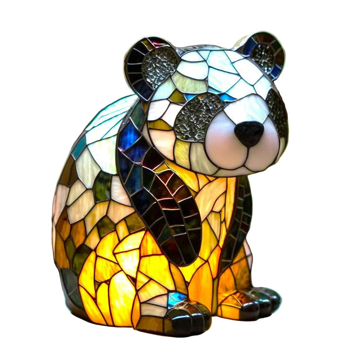 Lampa sufitowa witrażowa z motywem zwierząt. Artystyczne oświetlenie, idealna dekoracja do salonu.