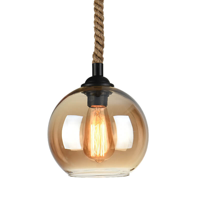 Lampa wisząca kula retro, oświetlenie sufitowe, nowoczesny design, szklana.