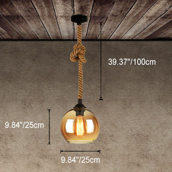 Lampa wisząca retro kula szklana, oświetlenie do sypialni, przedpokoju, salonu.