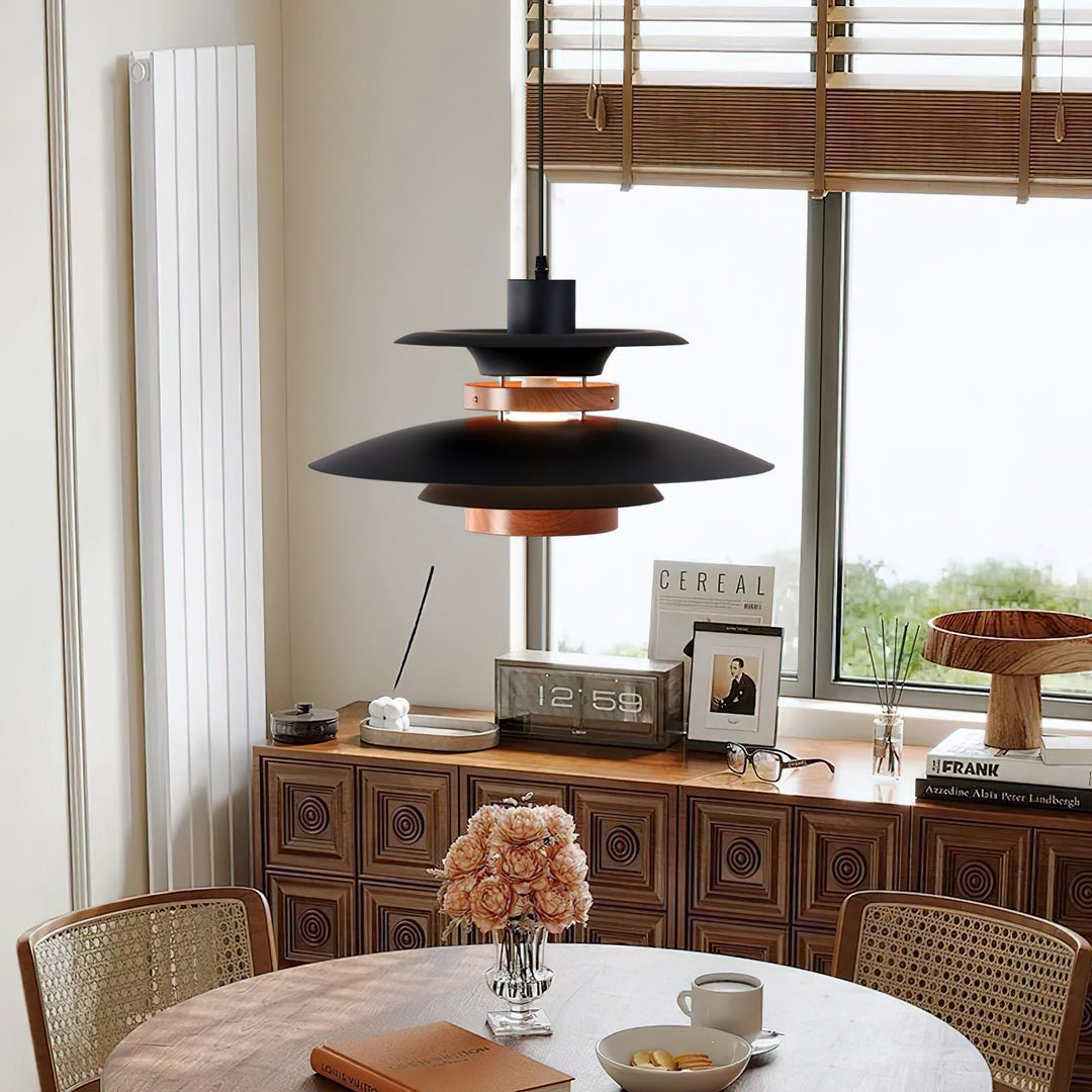 Lampa wisząca LED obrotowa, minimalistyczna. Designerskie oświetlenie sufitowe do salonu i jadalni.