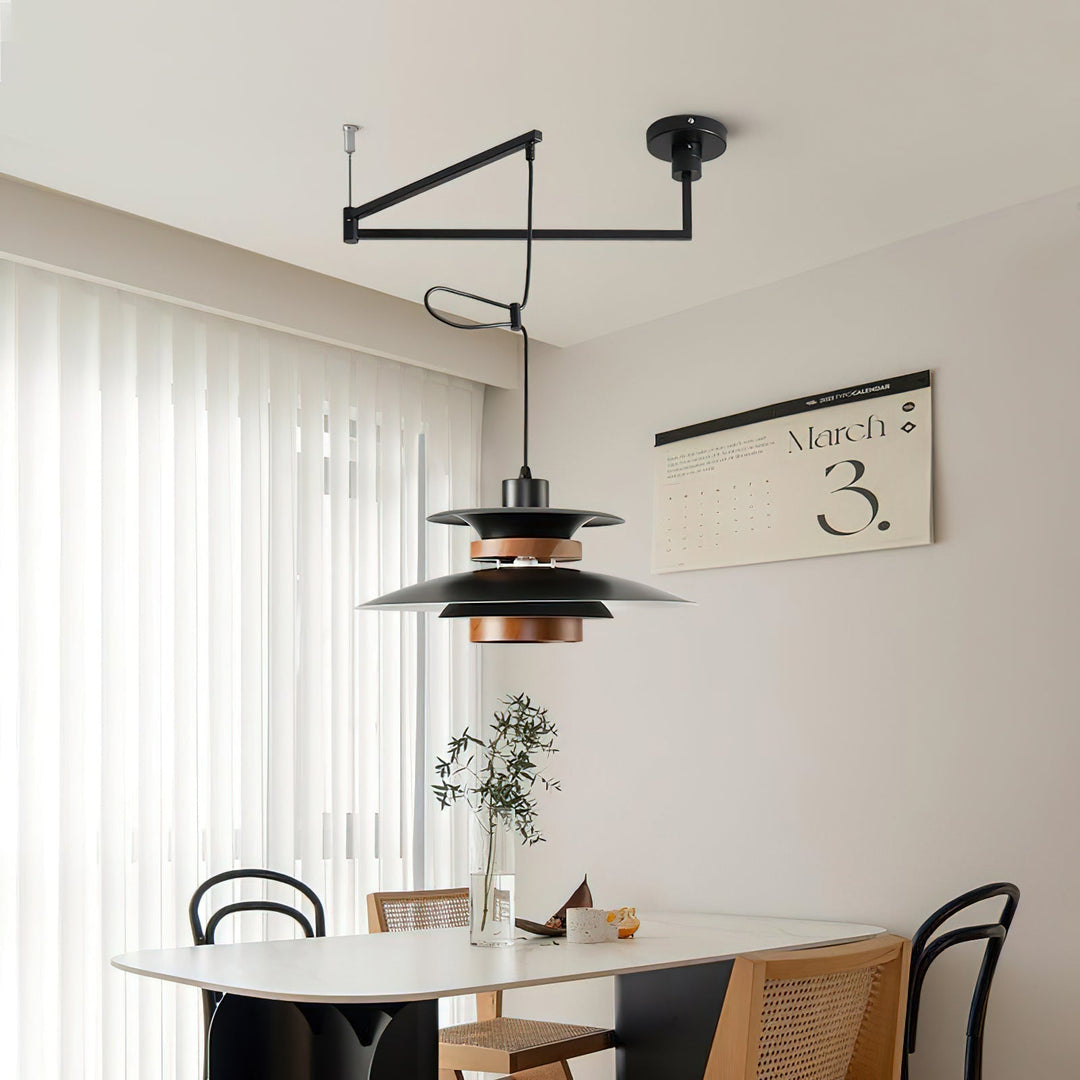 Biała minimalistyczna lampa wisząca LED z funkcją obrotu. Stylowe oświetlenie do nowoczesnych wnętrz.
