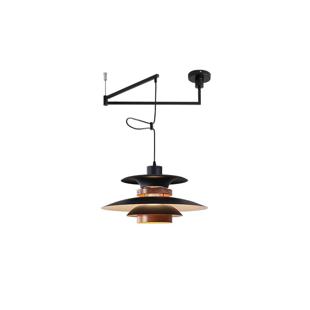 Obrotowa lampa sufitowa LED, biała. Nowoczesne oświetlenie wiszące, idealne do jadalni.