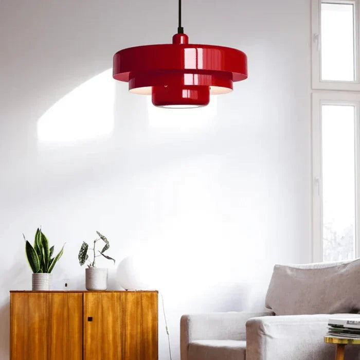 Kloszowa lampa wisząca LED vintage, metalowa, do kuchni. Designerskie oświetlenie retro do wnętrz.