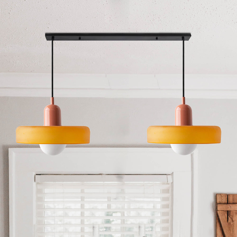 Nowoczesne oświetlenie sufitowe, lampa wisząca dwuramienna.